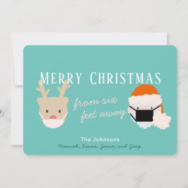 Festividades Cartão de Natal Azul para Máscara de papais noeis 