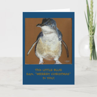 Festividades Cartão de Natal azul pequeno do pinguim