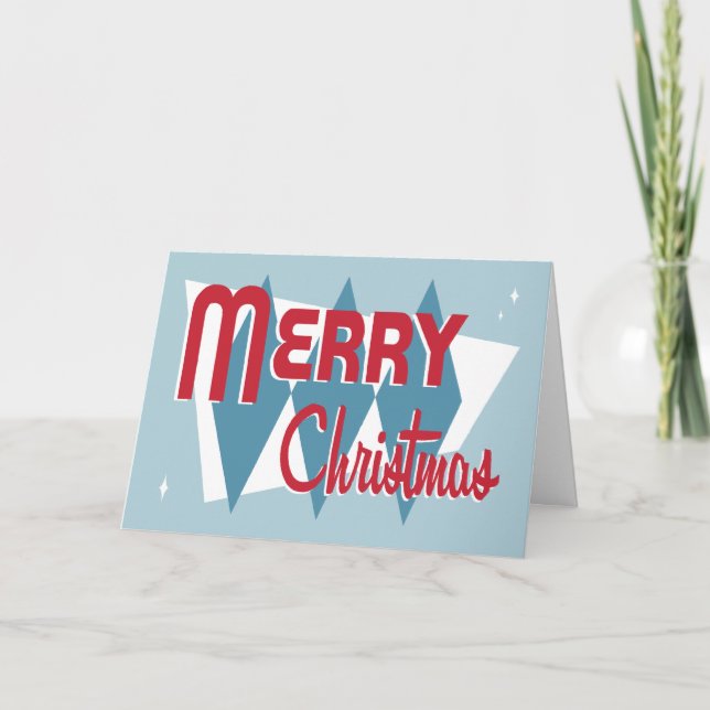 Festividades Cartão de Natal azul retro (Frente)