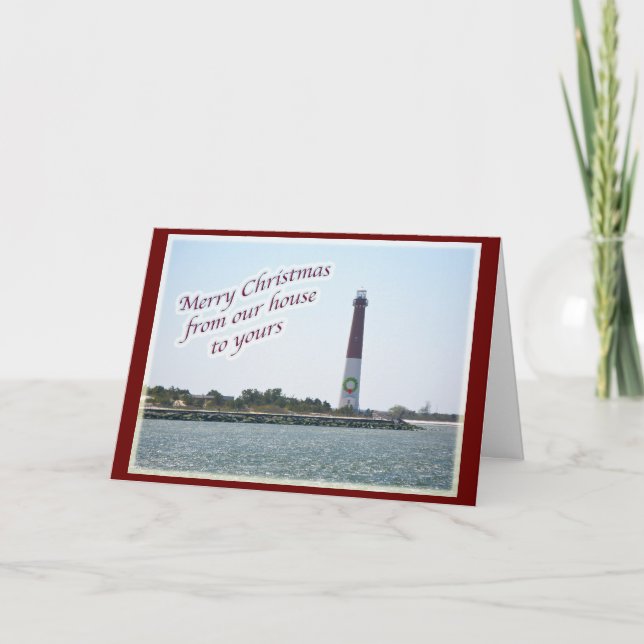 Festividades Cartão de Natal Barnegat Lighthouse (Frente)