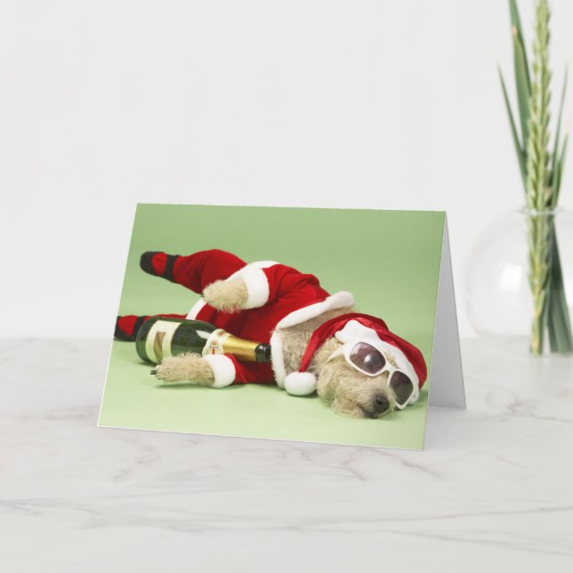 Festividades Cartão de Natal bêbedo do cão (Frente)