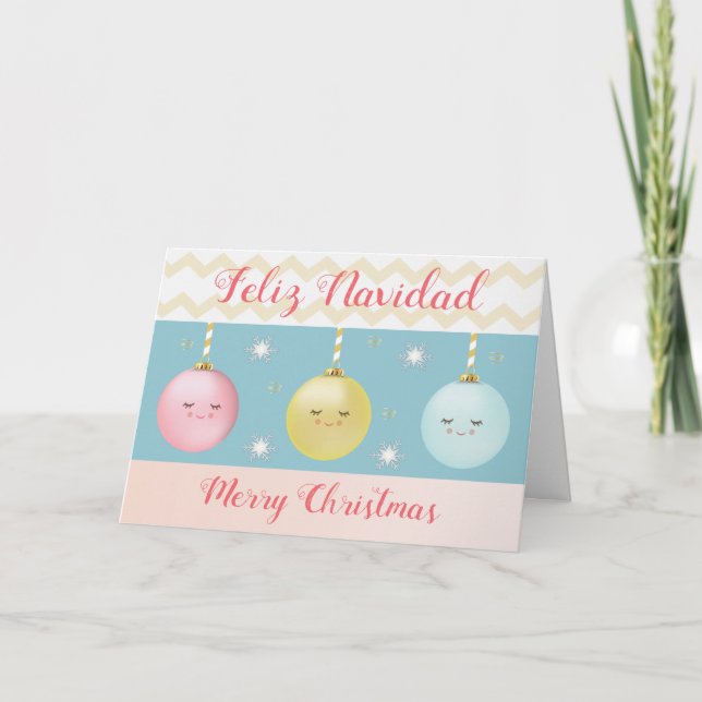 Festividades Cartão de Natal Bilingue Espanhol Feliz Navidad (Frente)