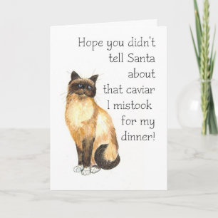 Festividades Cartão de Natal - Birman Cat