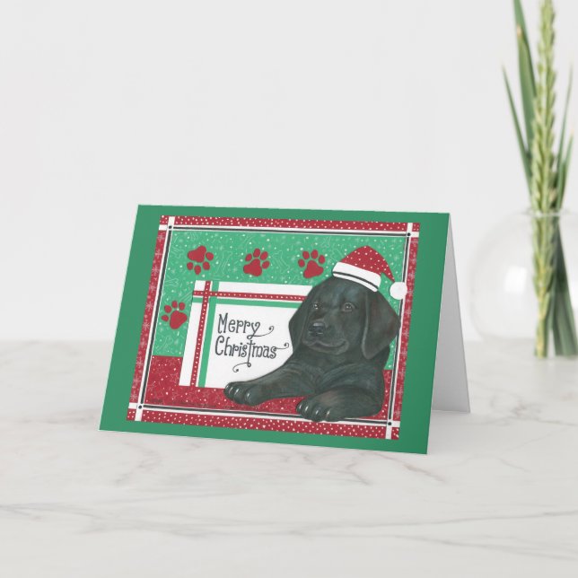 Festividades Cartão de Natal Black Lab (Frente)