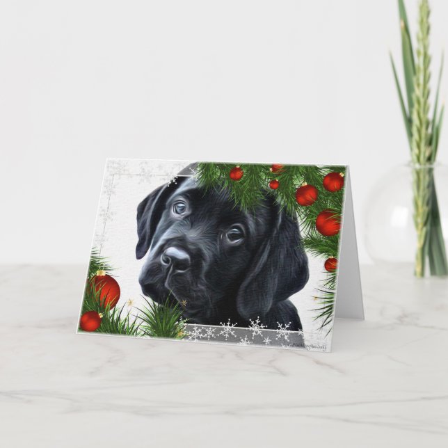 Festividades Cartão de Natal Black Labrador (Frente)