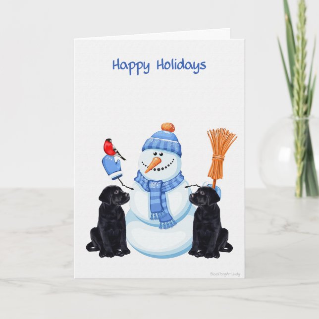 Festividades Cartão de Natal Black Labrador (Frente)