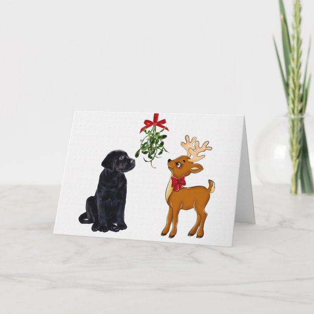 Festividades Cartão de Natal Black Labrador (Frente)