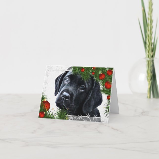 Festividades Cartão de Natal Black Labrador (Frente)