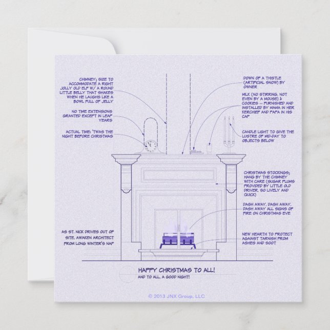 Festividades Cartão de Natal Blueprint (Frente)