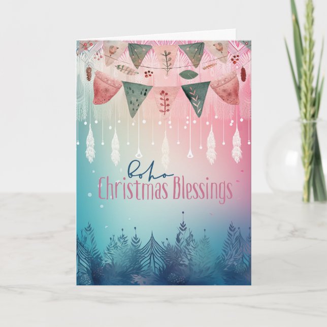 Festividades Cartão de Natal Boho Blessing Sem Foto (Frente)
