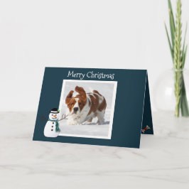 Festividades Cartão de Natal bonito com Basset, Presentes e Cas