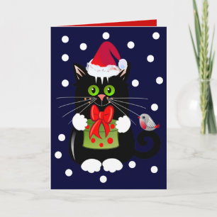 Festividades Cartão de Natal bonito com Cat e Robin