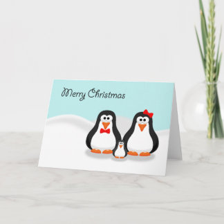 Festividades Cartão de Natal bonito da família do pinguim