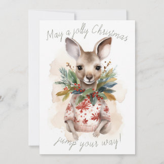 Festividades Cartão de Natal Bonito Kangaroo Jolly