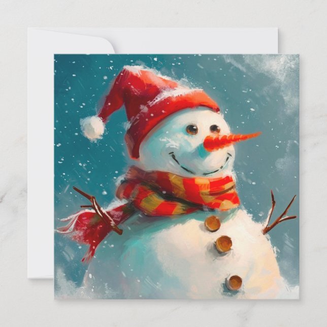 Festividades Cartão de Natal Bonito Vintage Snowman (Frente)