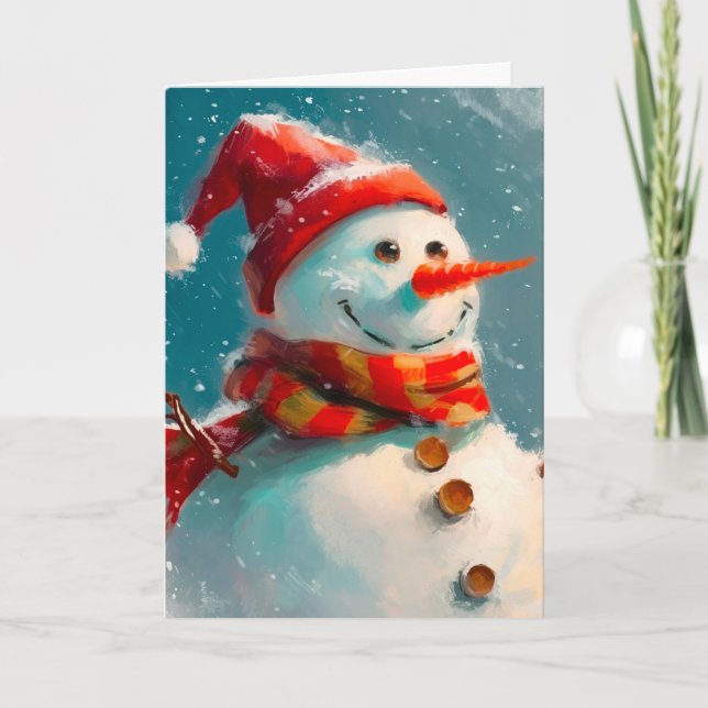 Festividades Cartão de Natal Bonito Vintage Snowman (Frente)