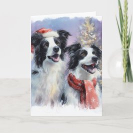 Festividades Cartão de Natal Border Collie