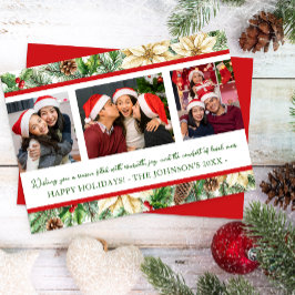 Festividades Cartão de Natal Botânico em Aquarela com Três Foto