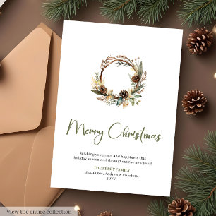 Festividades Cartão de Natal Botânico Minimalista Personalizado