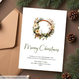 Festividades Cartão de Natal Botânico Minimalista Personalizado