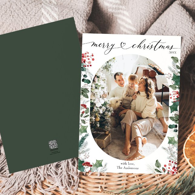 Festividades Cartão de Natal Botânico Preto Simples (Criador carregado)