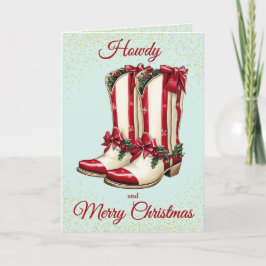 Festividades Cartão de Natal Botas de Cowboy Vermelho Brilhante
