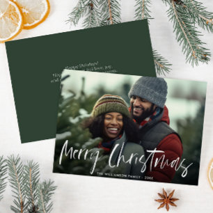 Festividades Cartão de natal branco, com letra branca