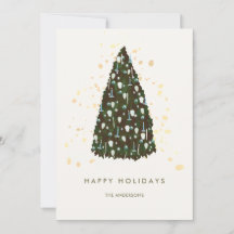 Cartão de Natal Branco de Árvore Simples