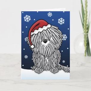 Festividades Cartão de Natal branco de Kawaii Puli