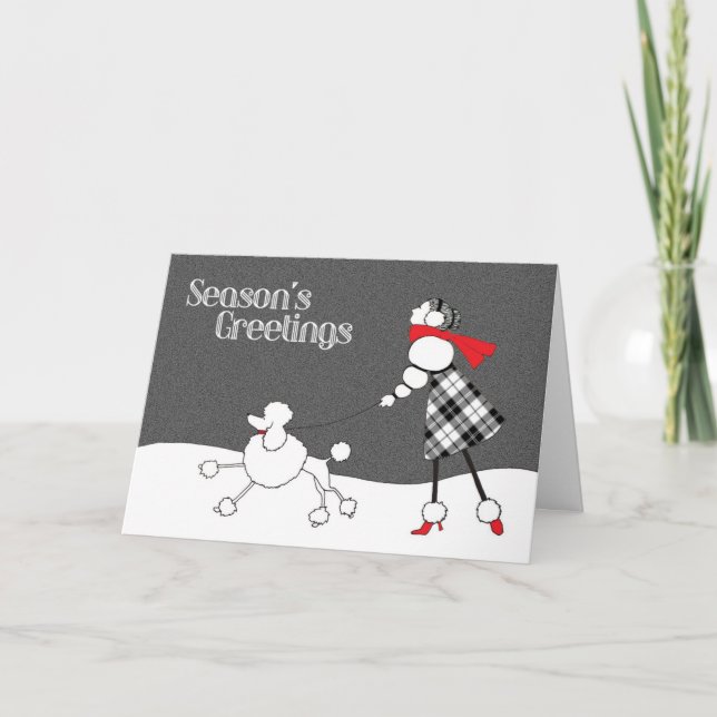 Festividades Cartão de Natal Branco Negro (Frente)
