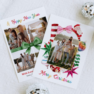 Festividades Cartão de Natal Brilhante Foto da Família Feliz Na