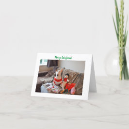 Festividades Cartão de Natal Bull Terrier com Snowman