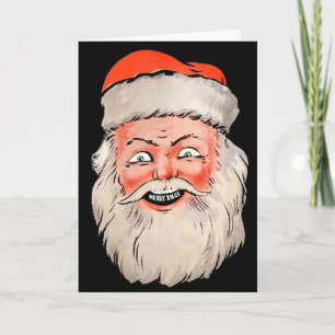 Festividades Cartão de Natal Cabeça de Papai Noel Retrô