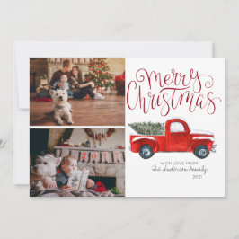 Festividades Cartão de Natal - Caminhão Vermelho Vintage