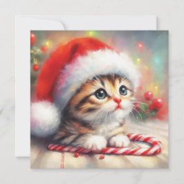 Festividades Cartão de Natal Candy Cane Tabby Kitten
