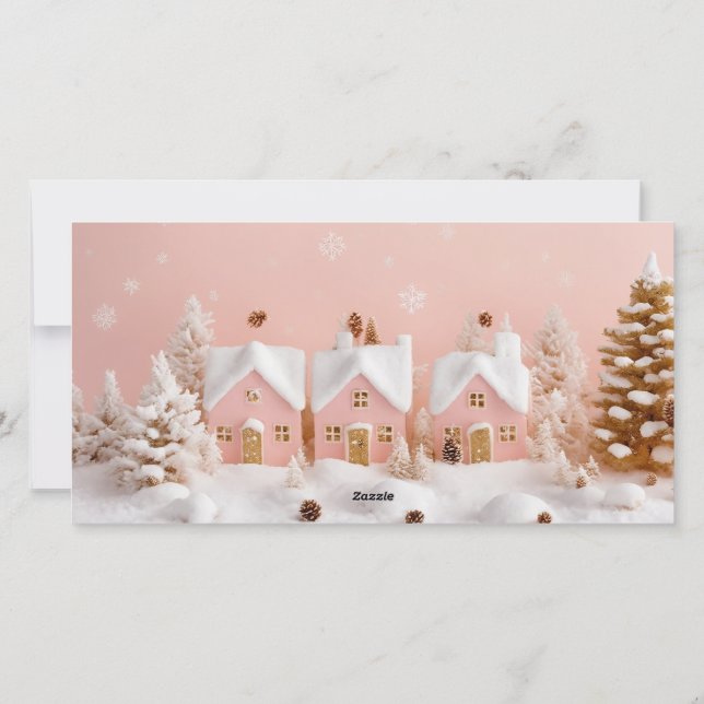 Festividades Cartão de Natal Caprichoso de Inverno com 3 Fotos  (Verso)