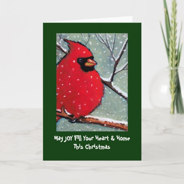 FESTIVIDADES CARTÃO DE NATAL: CARDINAL, PÁSSARO, ARTE PASTEL (Frente)