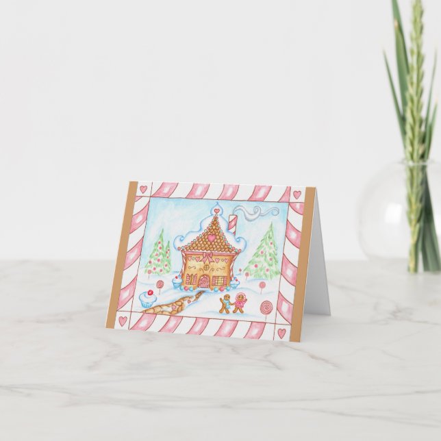 Festividades Cartão de Natal Casa de Pão de Mel (Frente)