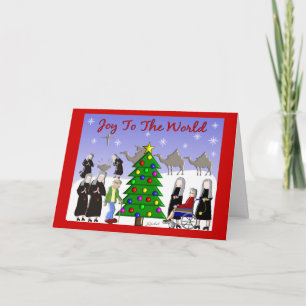 Festividades Cartão de Natal Católico "Joy to the World"