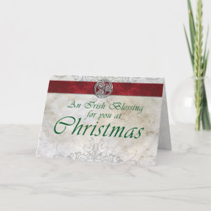 Festividades Cartão de Natal Celtic Knot Triskelion Vermelho e 