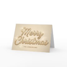 Cartão de Natal Champagne Gold Script
