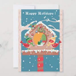 Festividades Cartão de Natal Chapado Casa de Pássaros Festivo