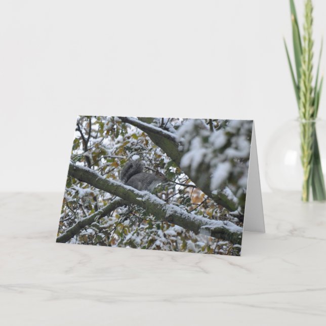 Festividades Cartão de Natal cinzento do esquilo (Frente)