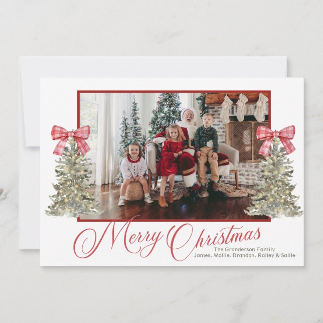 Festividades Cartão de Natal clássico fotográfico com árvores d (Frente)