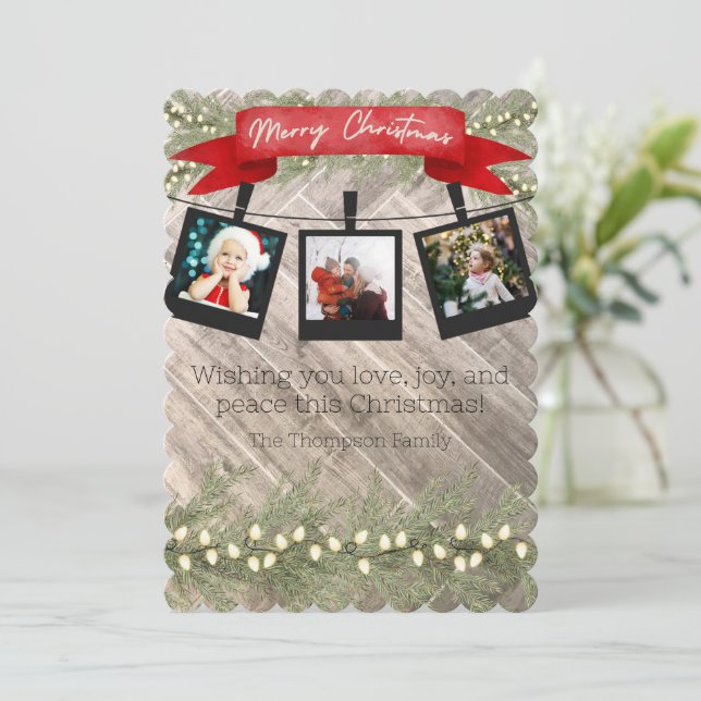 Festividades Cartão de Natal Clássico Personalizado (Em pé/Frente)