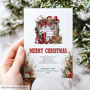 Festividades Cartão de Natal clássico vermelho e verde estilo r