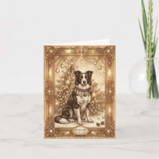 Festividades Cartão de Natal Clássico Vintage Border Collie