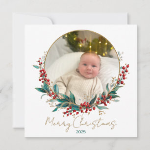 Festividades Cartão de Natal Clássico Vintage Holly Family