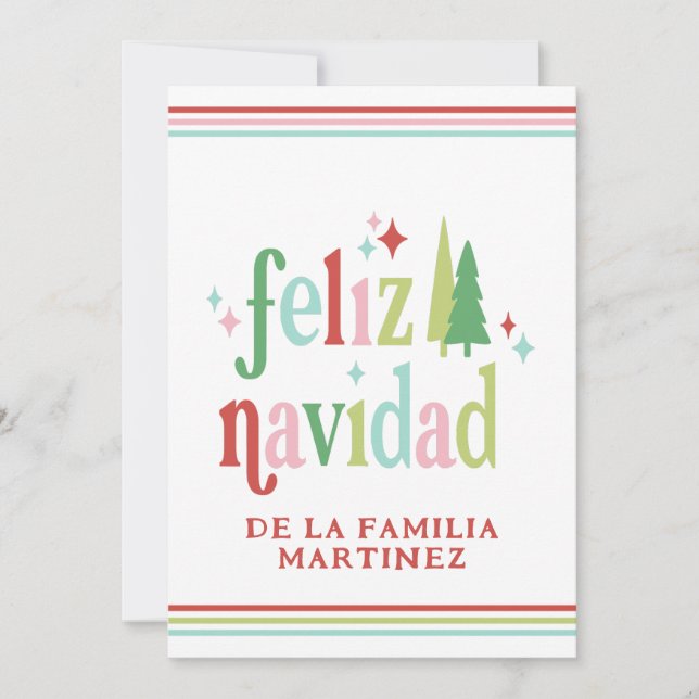 Festividades Cartão de Natal Colorido Feliz Navidad (Frente)