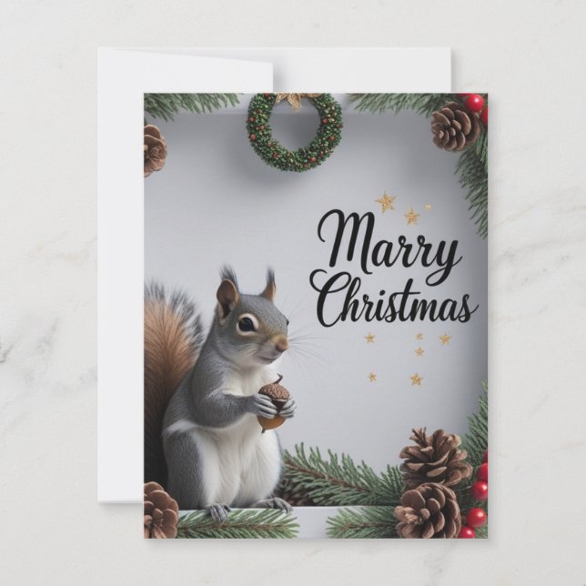 Festividades Cartão de Natal com Animais da Floresta (Frente)